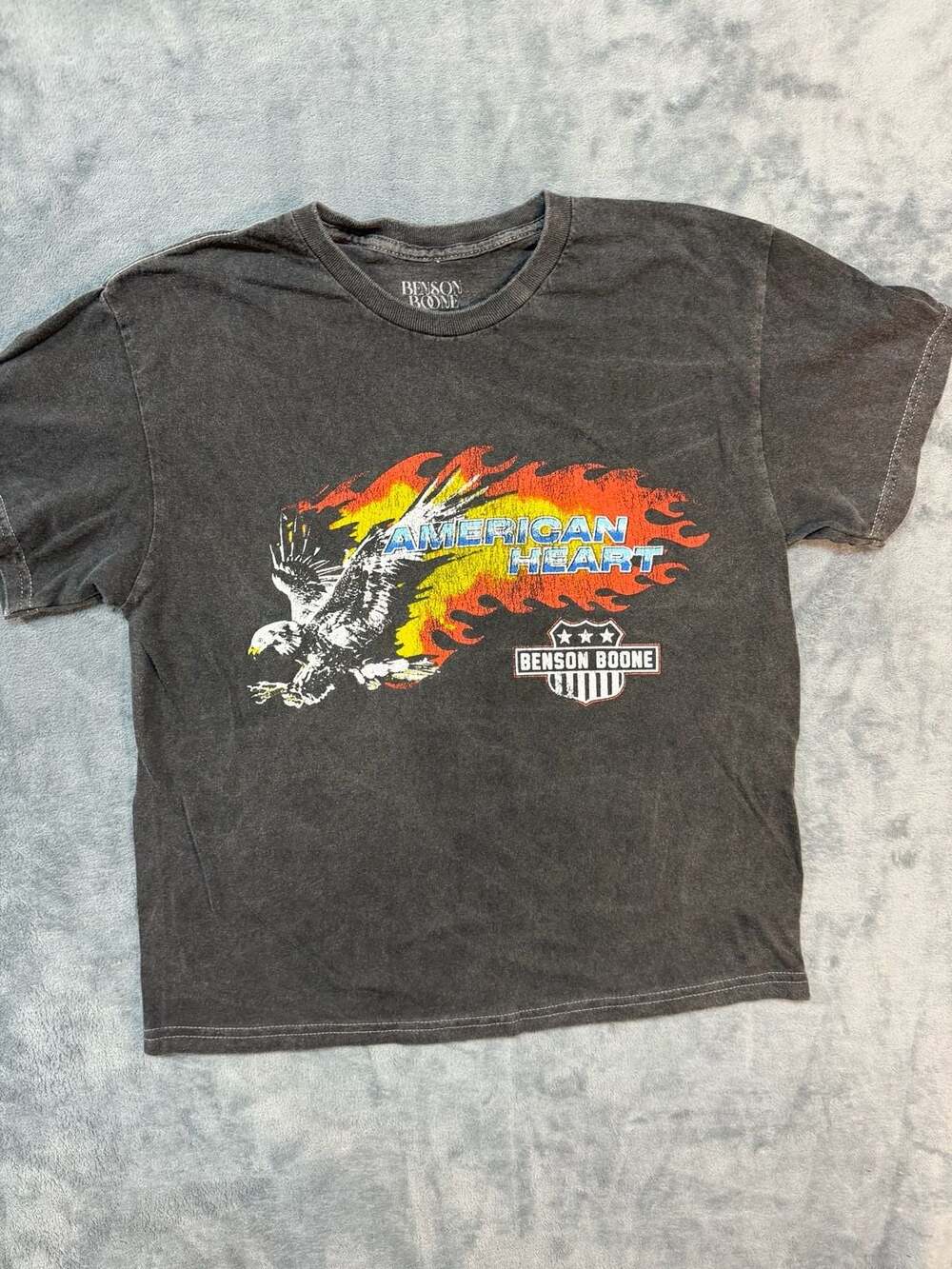 Benson Boone American Heart T-Shirt Size Medium Black Eagle Flame